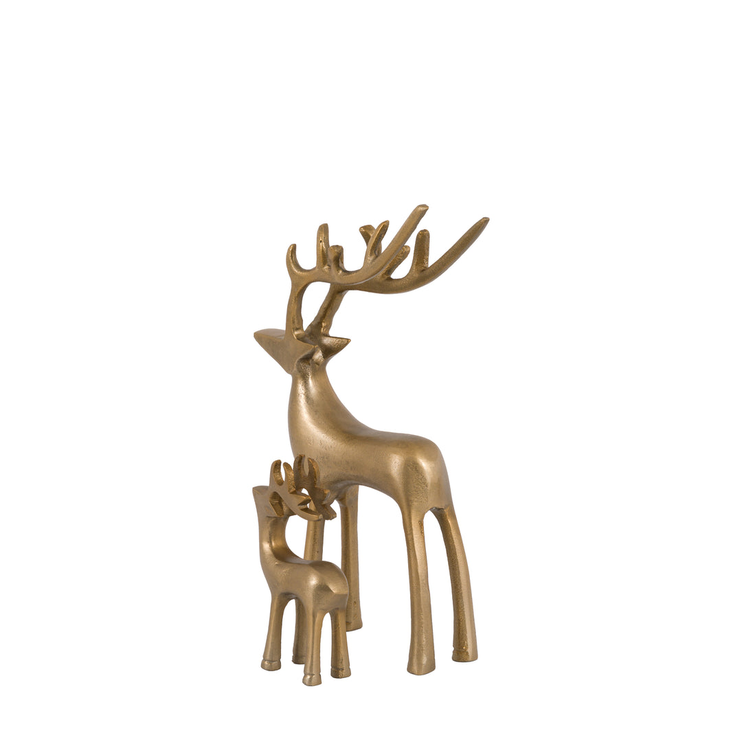 Woodland Set of 2 Metal Stags Gold