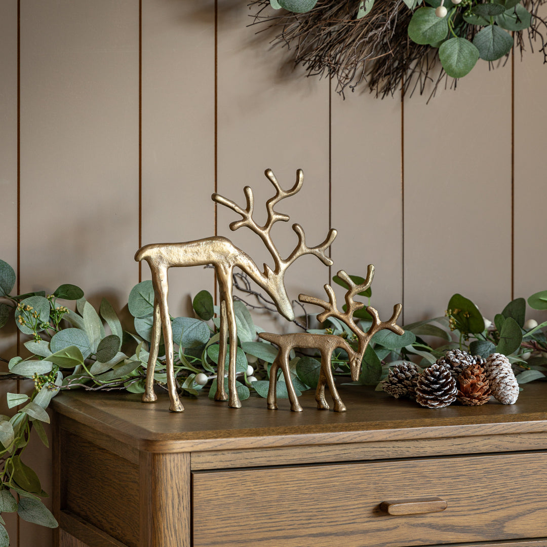 Woodland Set of 2 Metal Reindeer Gold