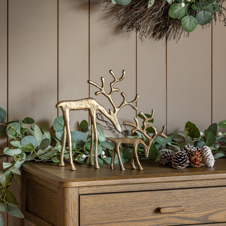 Woodland Set of 2 Metal Reindeer Gold