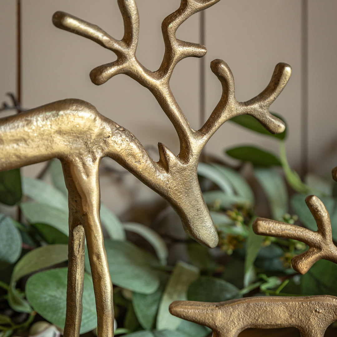 Woodland Set of 2 Metal Reindeer Gold