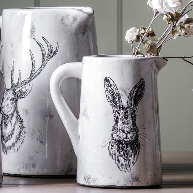 Ceramic Pitcher Vase With Hare