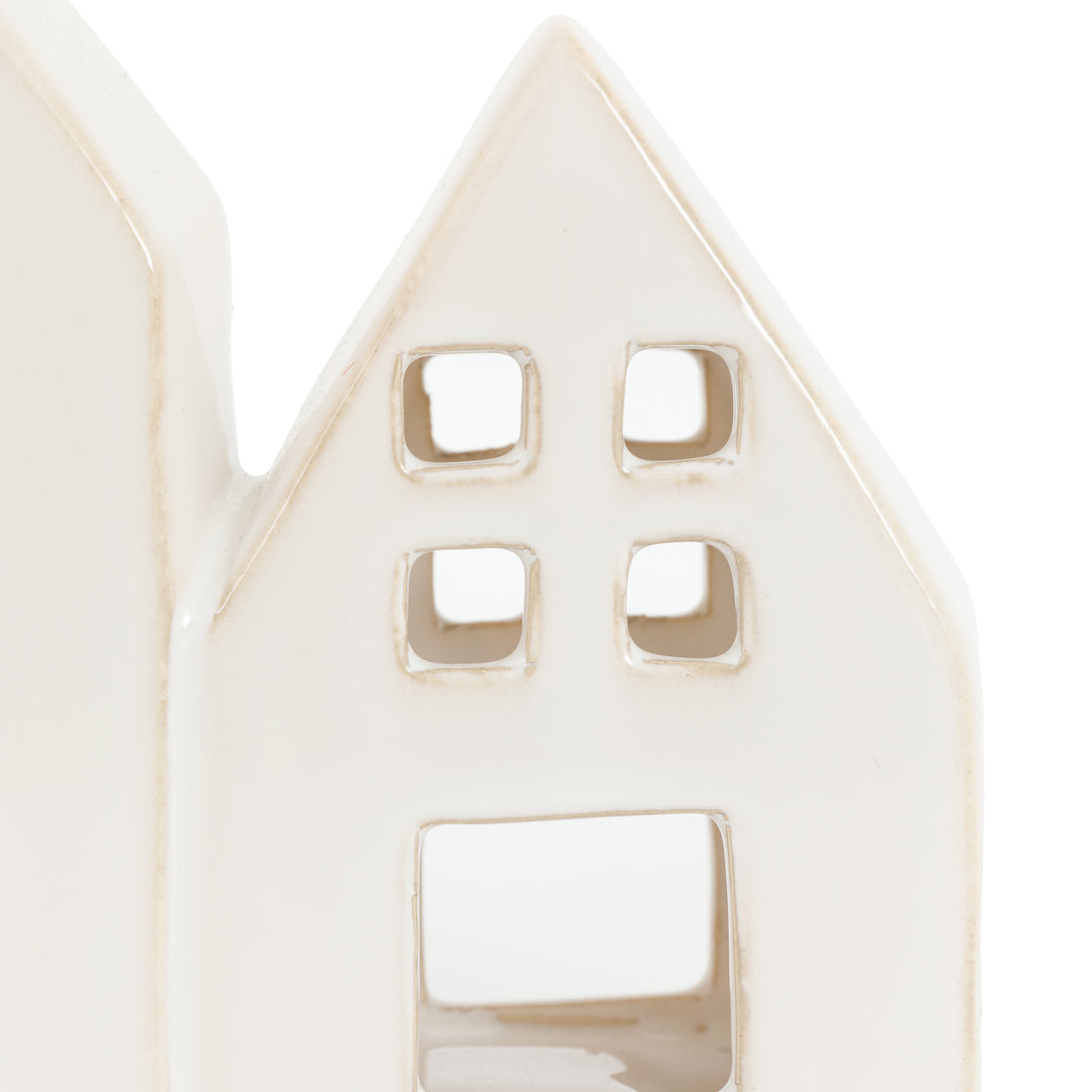 Pearly White Houses Tealight Holder Trio