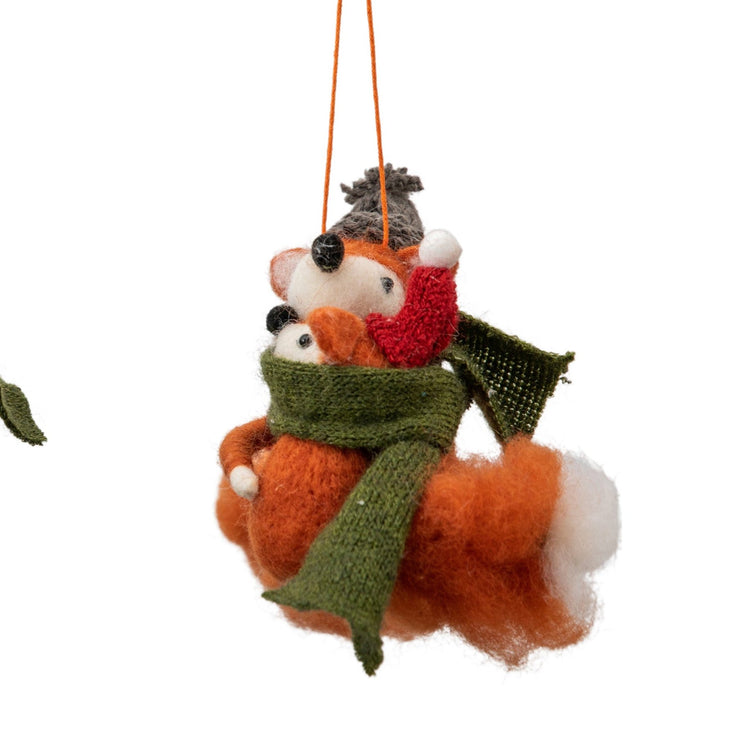 Hugging Fox and Mice Tree Decoration