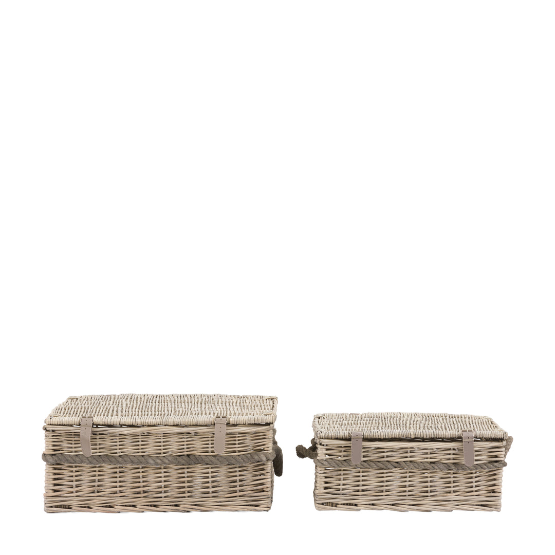 Rivra Lidded Baskets In Natural Set of 2