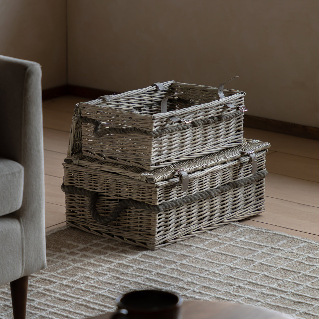 Rivra Lidded Baskets In Natural Set of 2