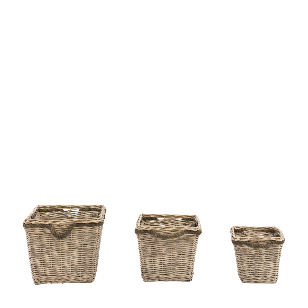 Aspen Woven Log Basket In Natural Set of 3