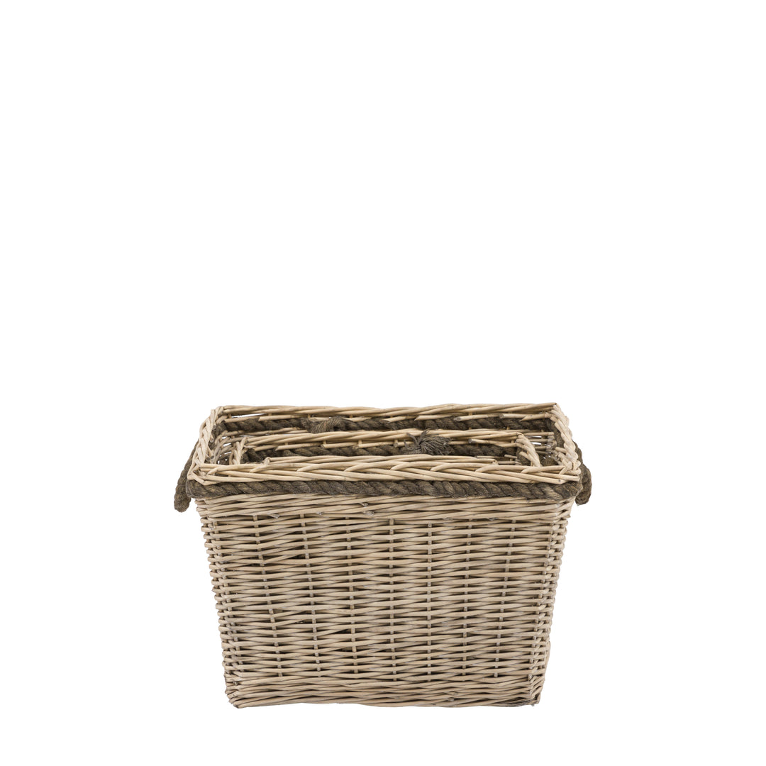 Aspen Woven Log Basket In Natural Set of 3