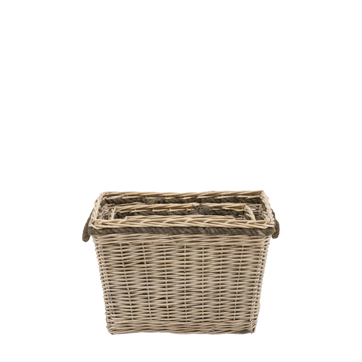 Aspen Woven Log Basket In Natural Set of 3