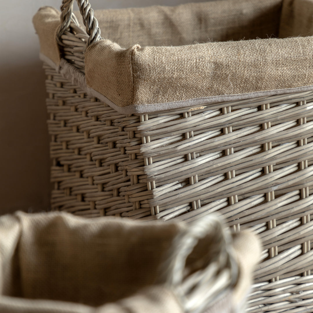 Faden Square Lined Basket In Natural Set of 3