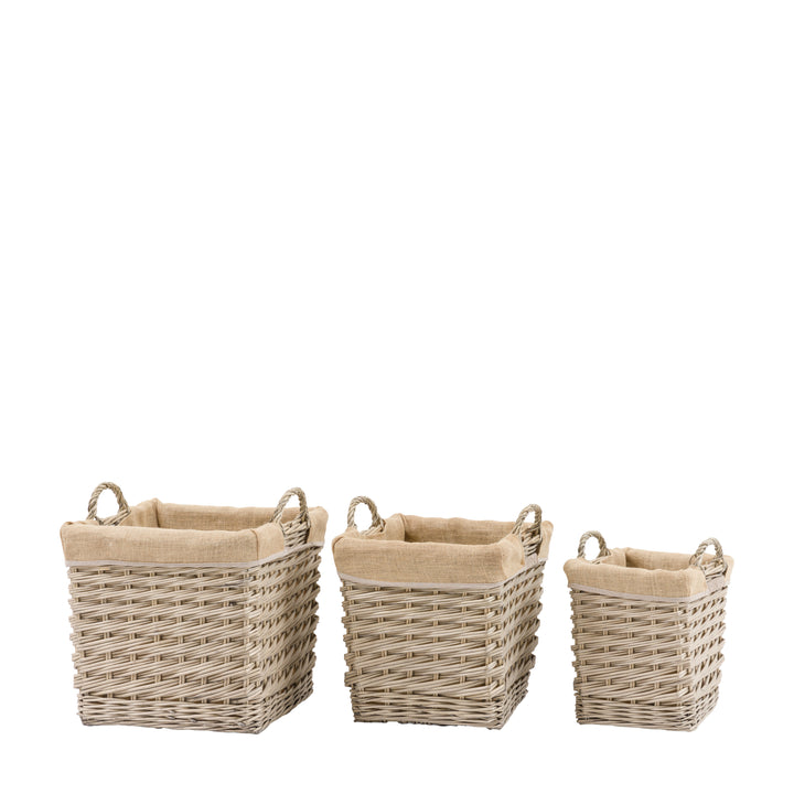 Faden Square Lined Basket In Natural Set of 3