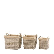 Faden Square Lined Basket In Natural Set of 3