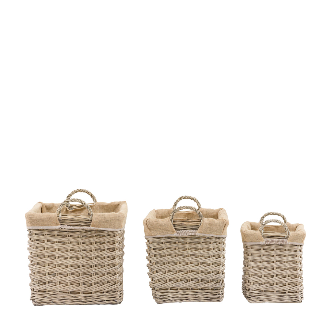 Faden Square Lined Basket In Natural Set of 3