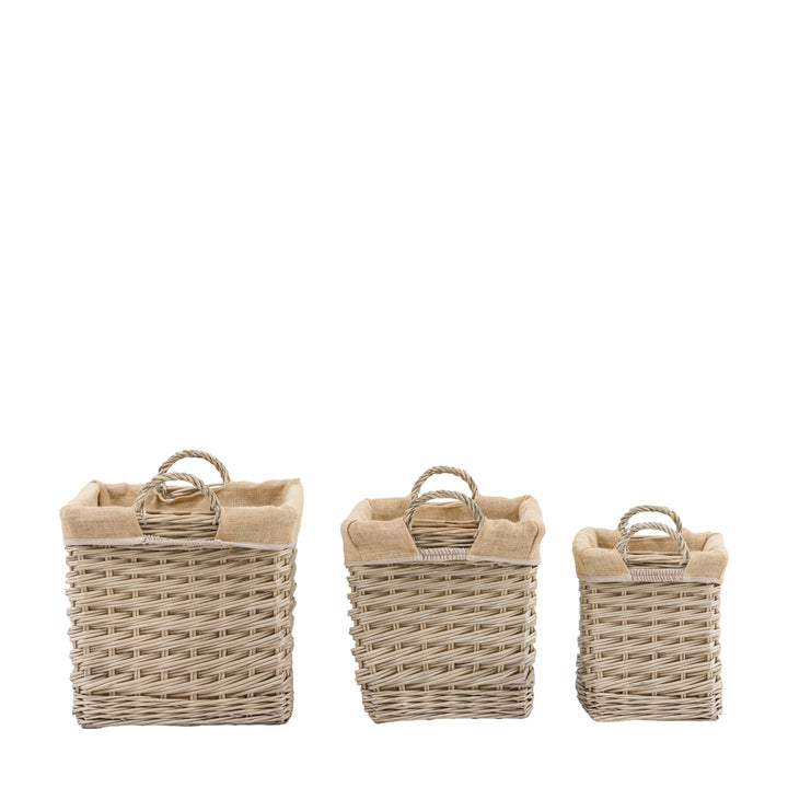 Faden Square Lined Basket In Natural Set of 3