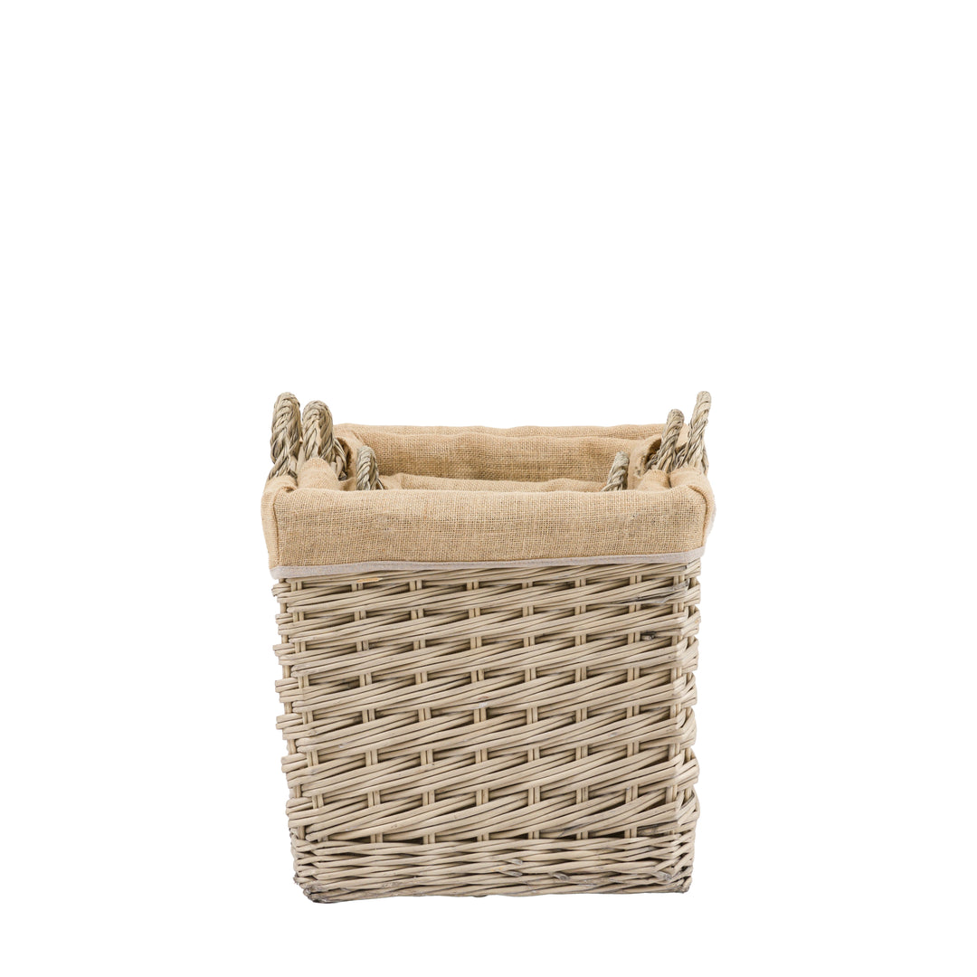 Faden Square Lined Basket In Natural Set of 3