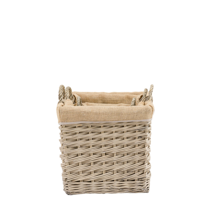 Faden Square Lined Basket In Natural Set of 3