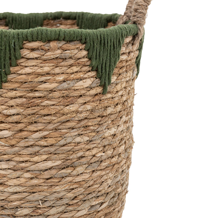 Elgon Baskets In Natural & Green Set of 3