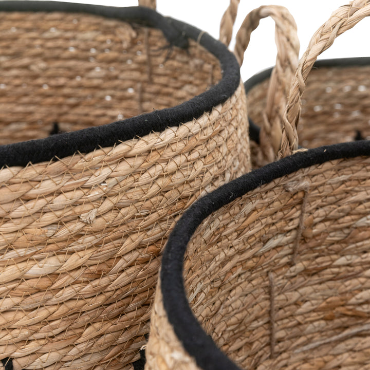 Alid Baskets In Natural & Black Set of 3