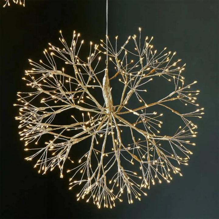 Hanging Dandelion LED Lights in Gold 40cm