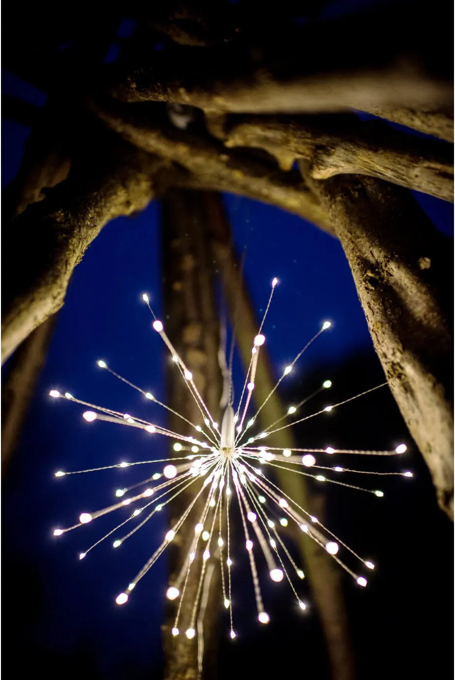 Starburst Hanging LED Light Silver with Remote 40cm