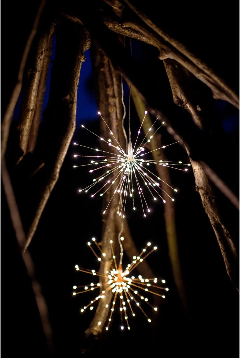 Starburst Hanging LED Light Silver with Remote 40cm