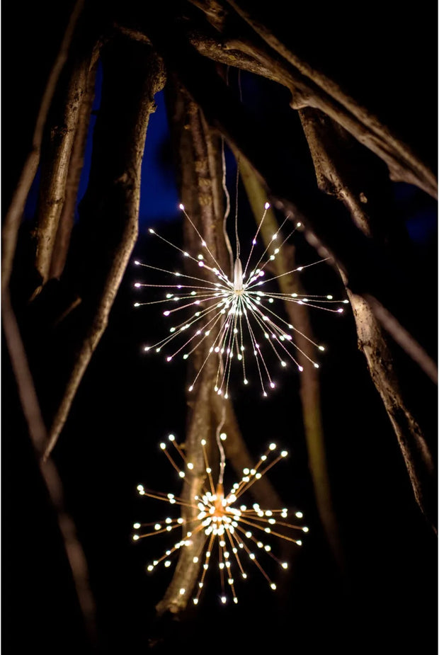 Starburst Hanging LED Light Silver with Remote 40cm