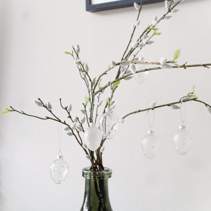 Sæt med 6 prikkede påskepynt