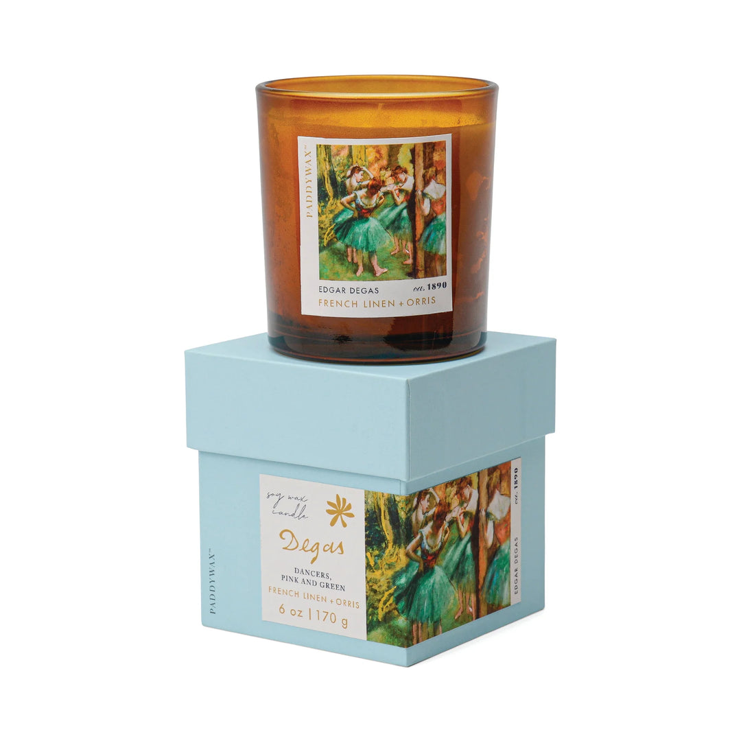 Impressionist Glass Candle French Linen & Orris