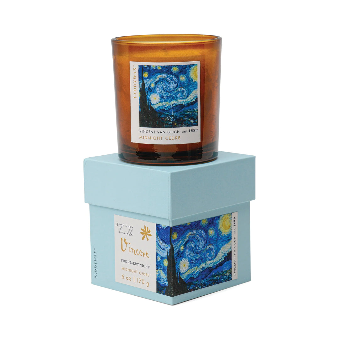 Impressionist Glass Candle Van Gogh Midnight Cedre