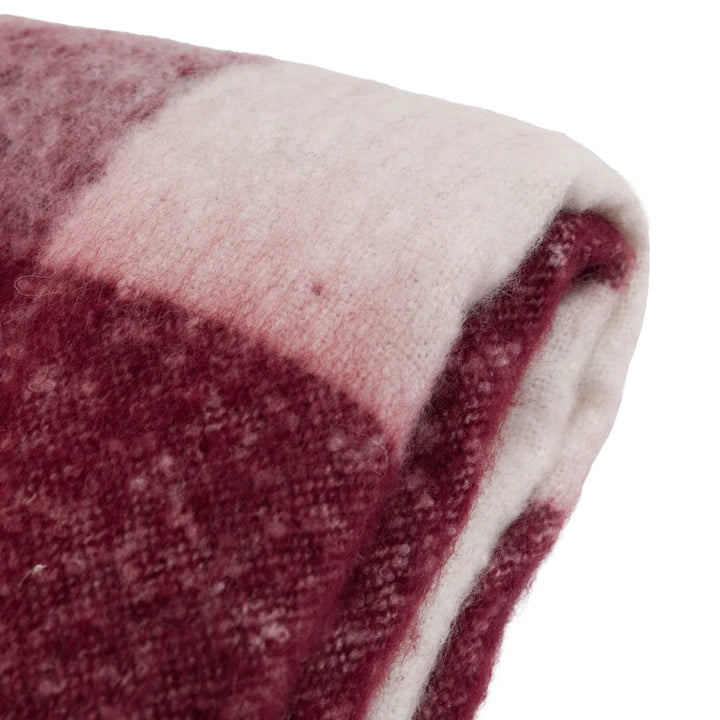 Check Faux Mohair Throw Merlot