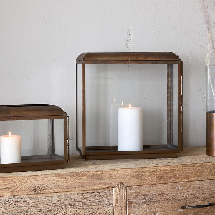 Kiwanda Tall Lantern in Antique Brass