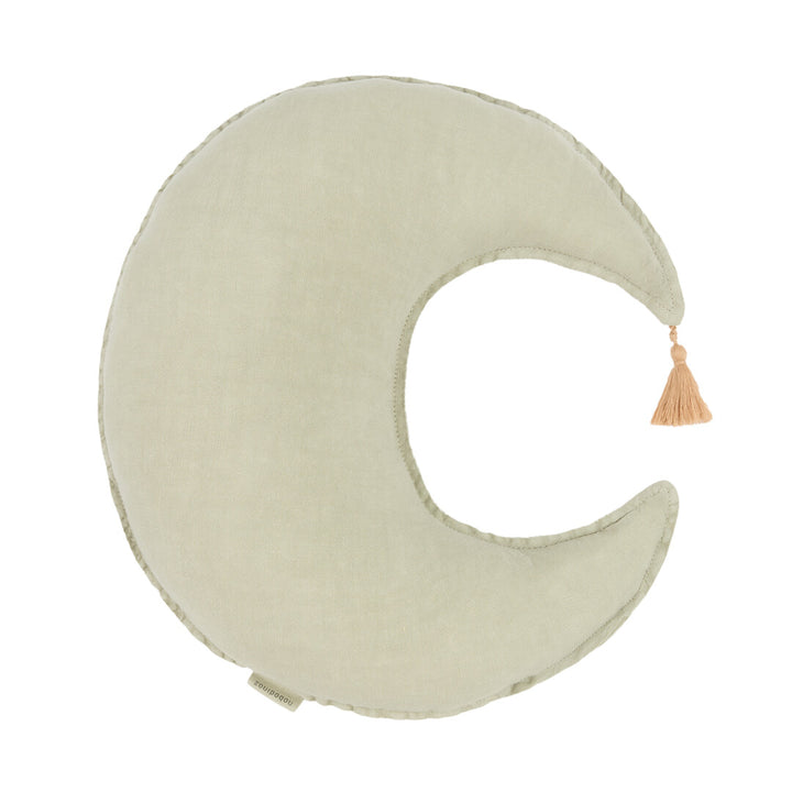 Lino Moon Cushion in Green Matcha