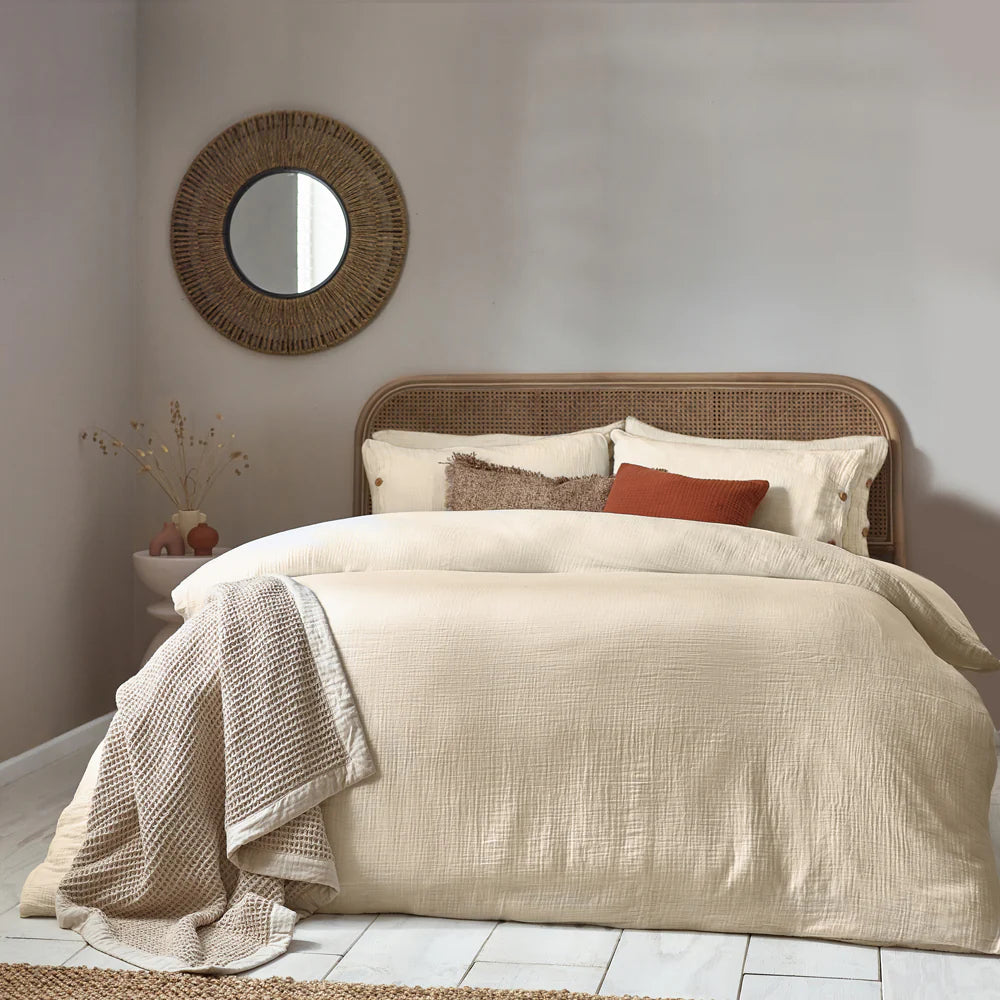 Lark Cotton Muslin Duvet Cover Set in Natural