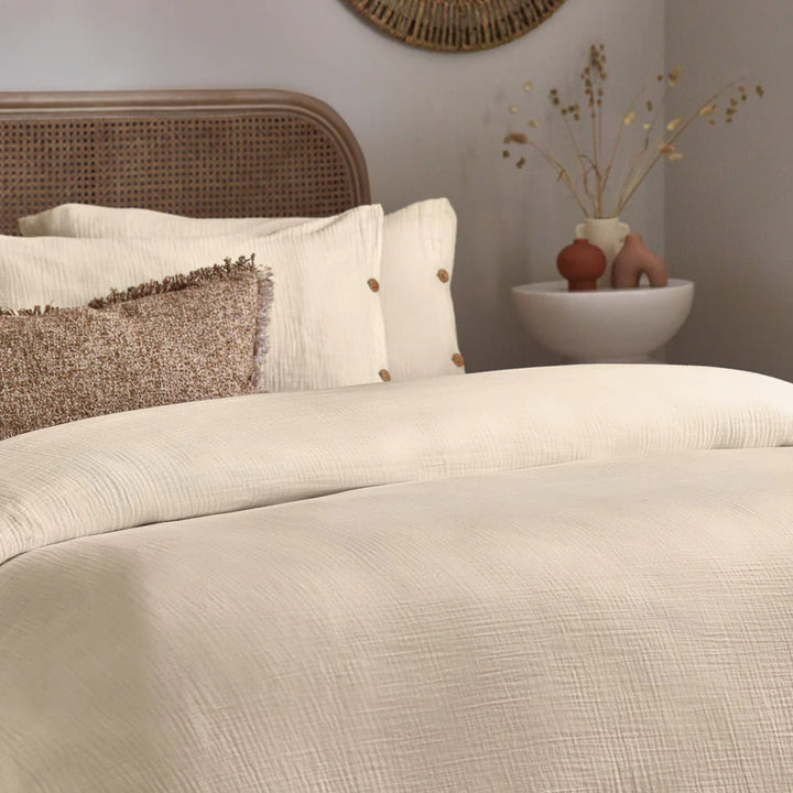 Lark Cotton Muslin Duvet Cover Set in Natural