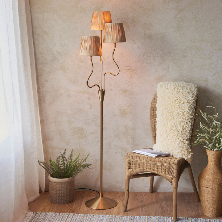 Wriggle Floor Lamp in Brushed Aged Brass
