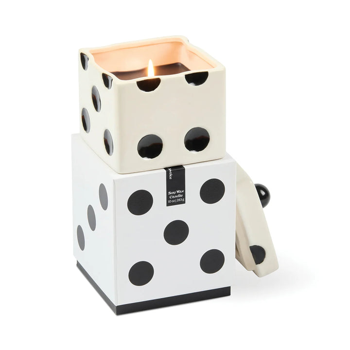 Lucky Dice Ceramic Black Wax Candle Lava Stone