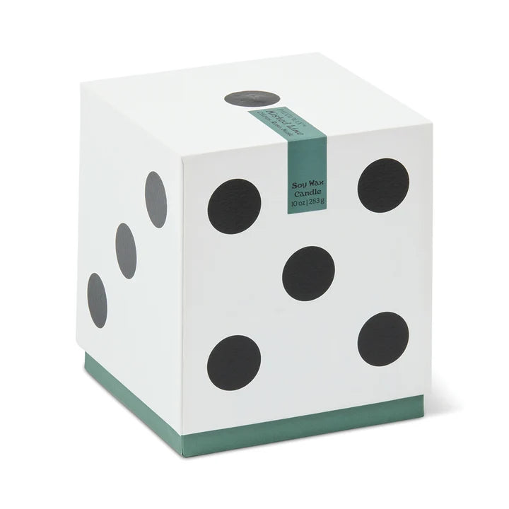Lucky Dice Ceramic Green Wax Candle Misted Lime