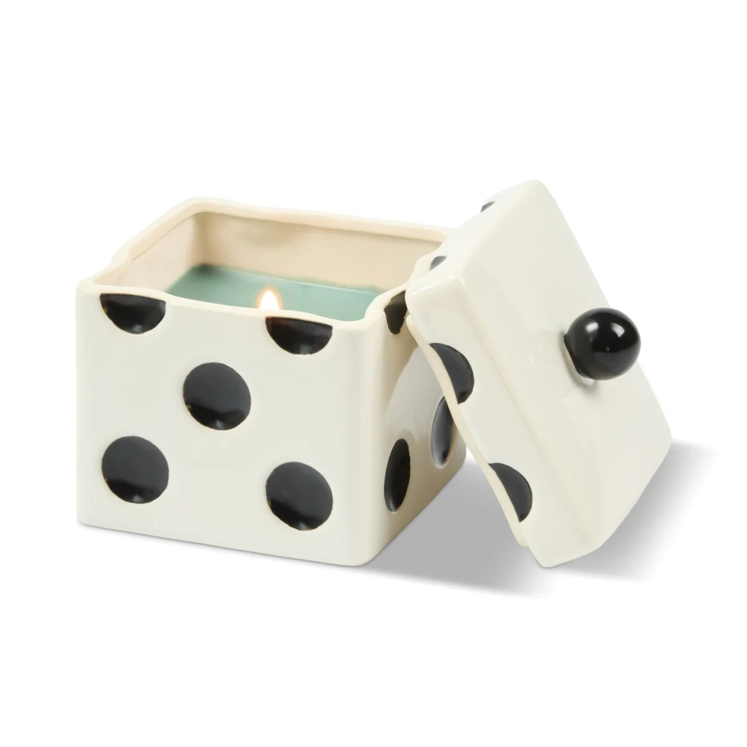 Lucky Dice Ceramic Green Wax Candle Misted Lime