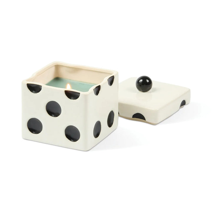 Lucky Dice Ceramic Green Wax Candle Misted Lime