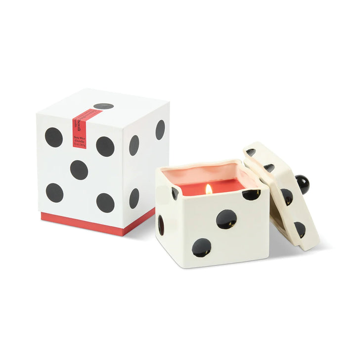 Lucky Dice Ceramic Red Wax Candle Tobacco Patchouli