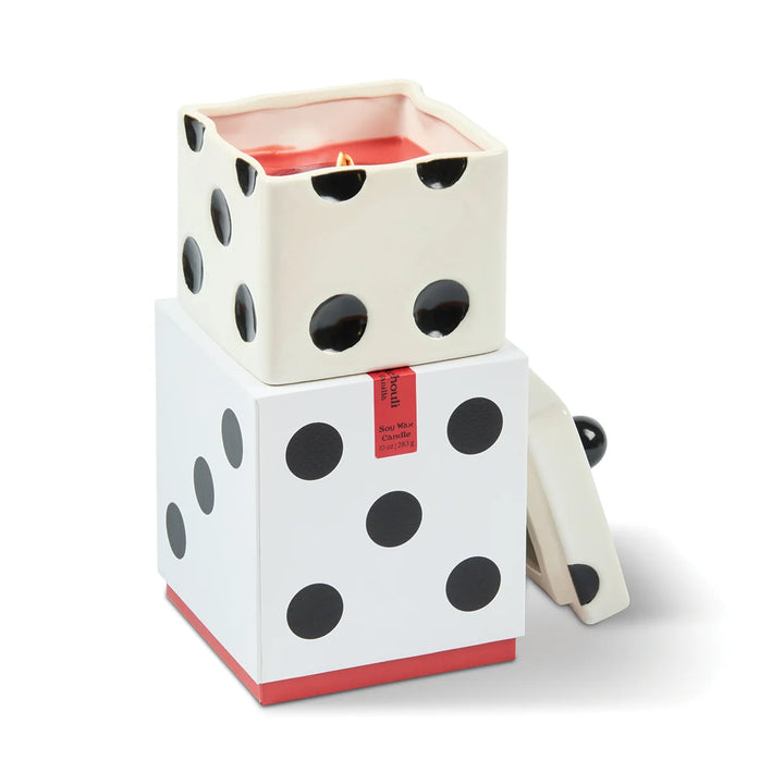 Lucky Dice Ceramic Red Wax Candle Tobacco Patchouli