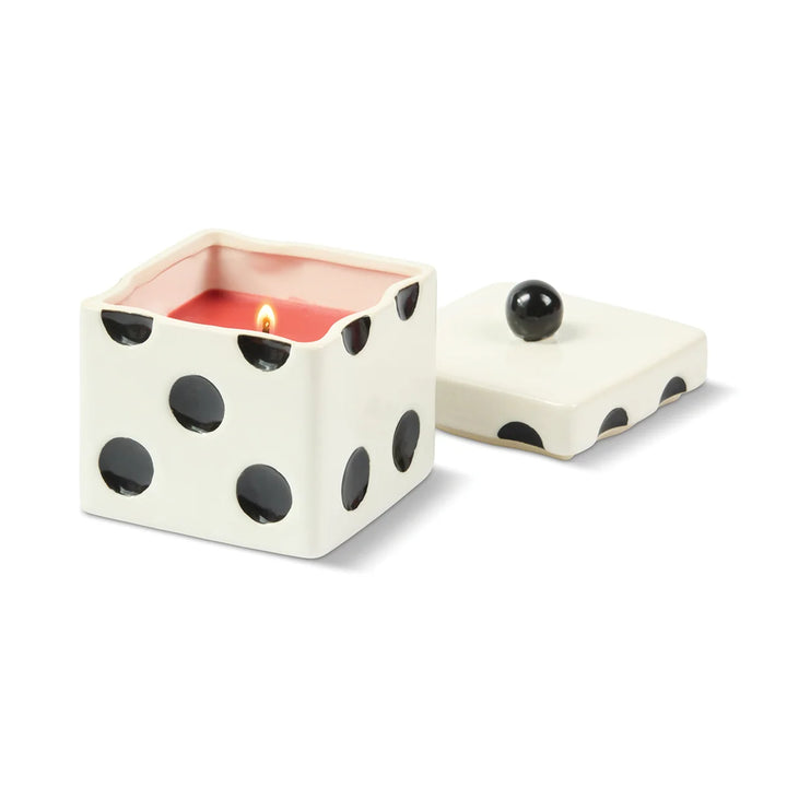 Lucky Dice Ceramic Red Wax Candle Tobacco Patchouli