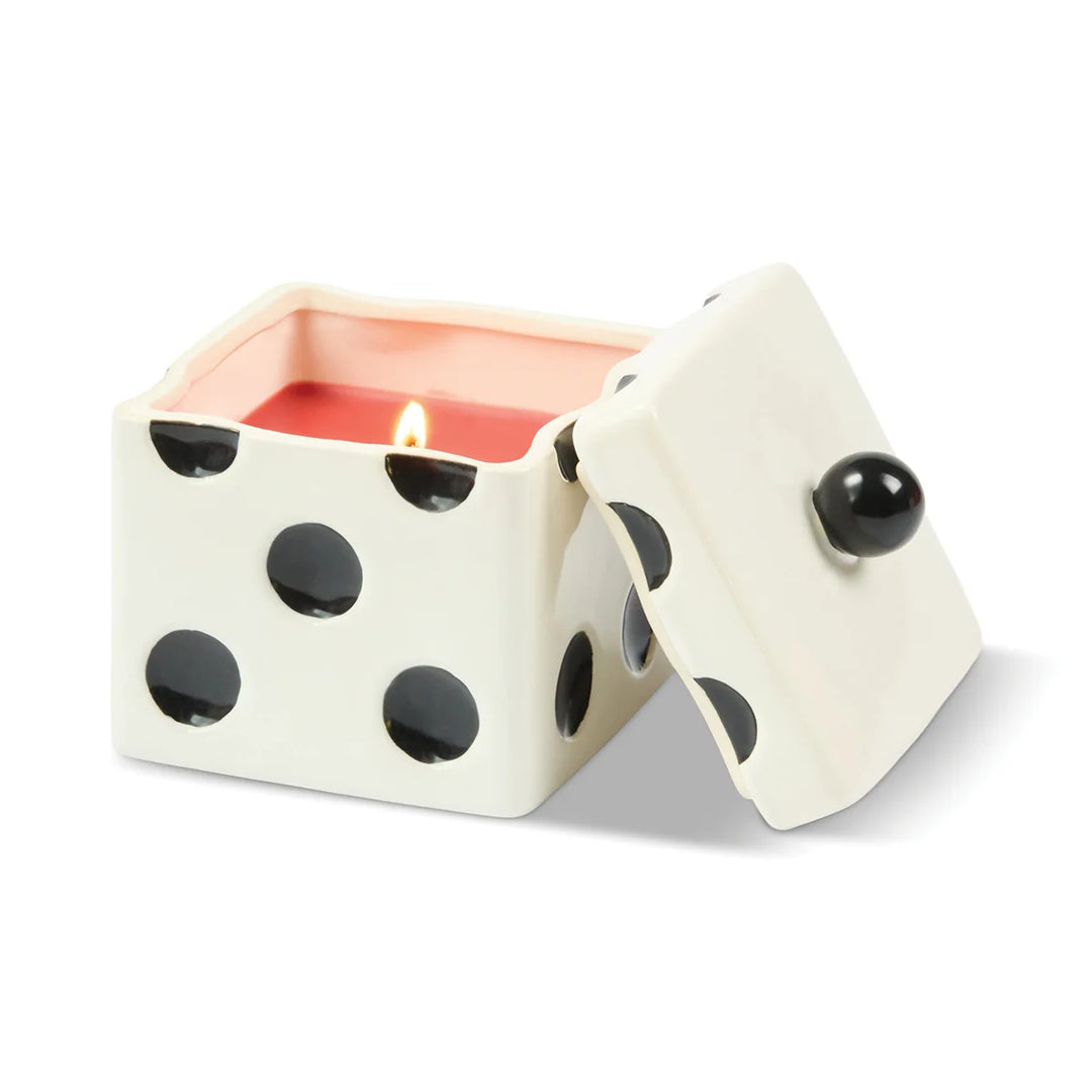 Lucky Dice Ceramic Red Wax Candle Tobacco Patchouli