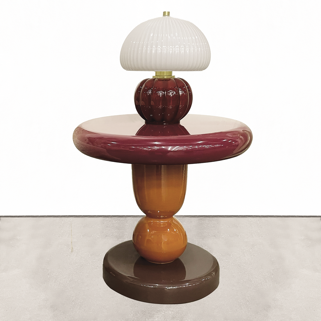 Madeleine Glass Table Lamp in Burgundy