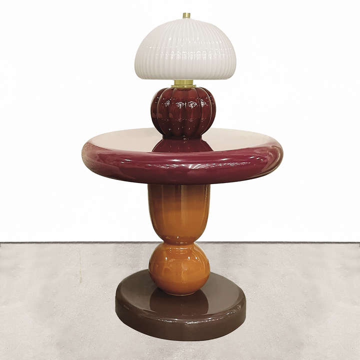 Madeleine Glass Table Lamp in Burgundy