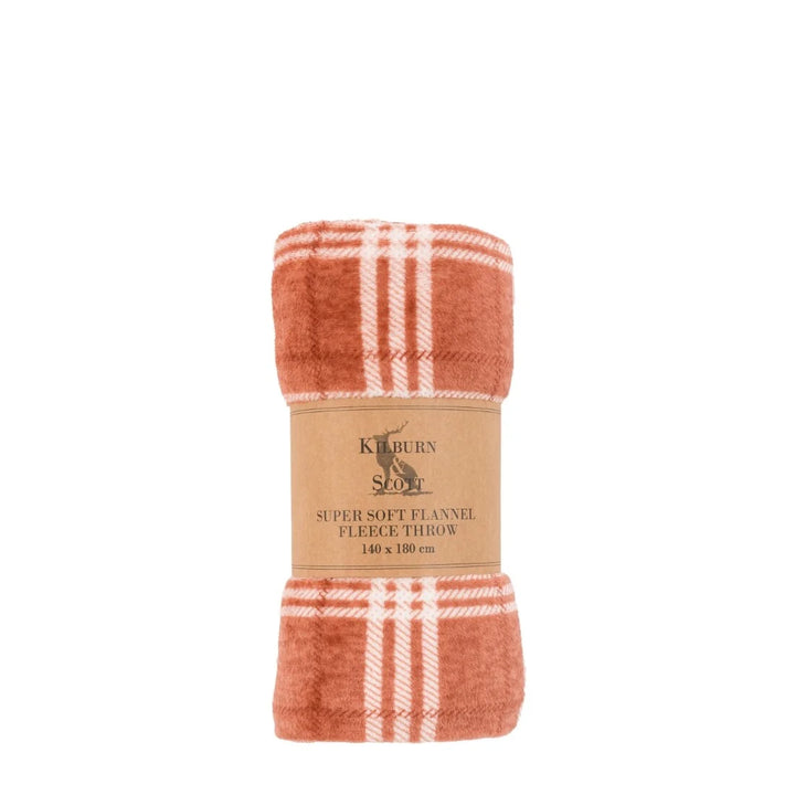 Checkmate Rolled Fleece Throw in Nutmeg