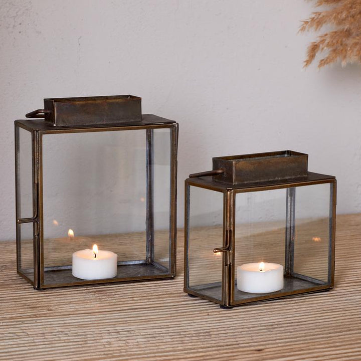 Obi Mini Table Lantern in Antique Brass