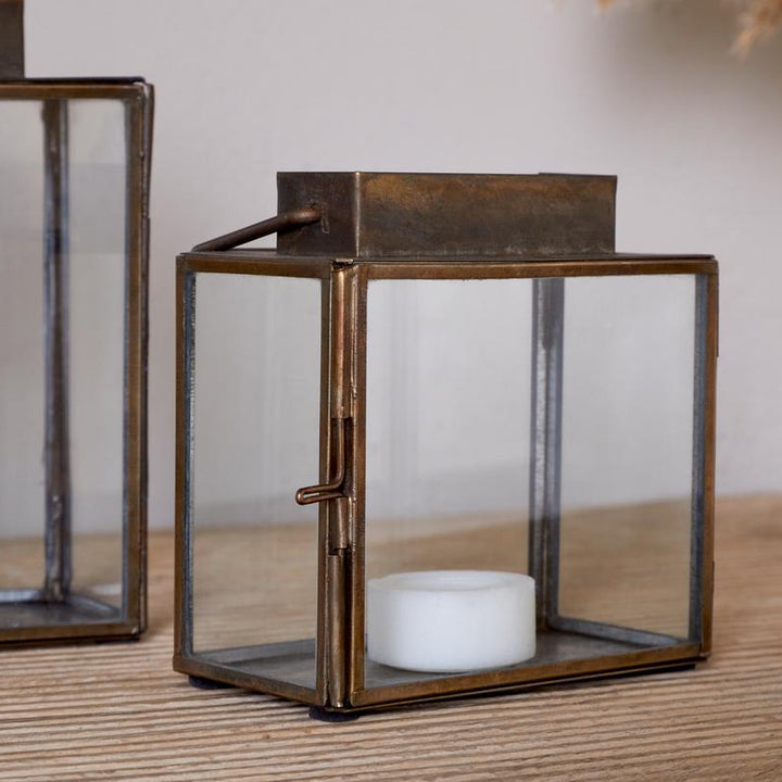 Obi Mini Table Lantern in Antique Brass