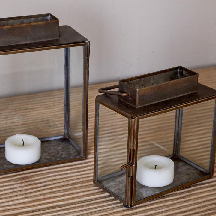 Obi Mini Table Lantern in Antique Brass