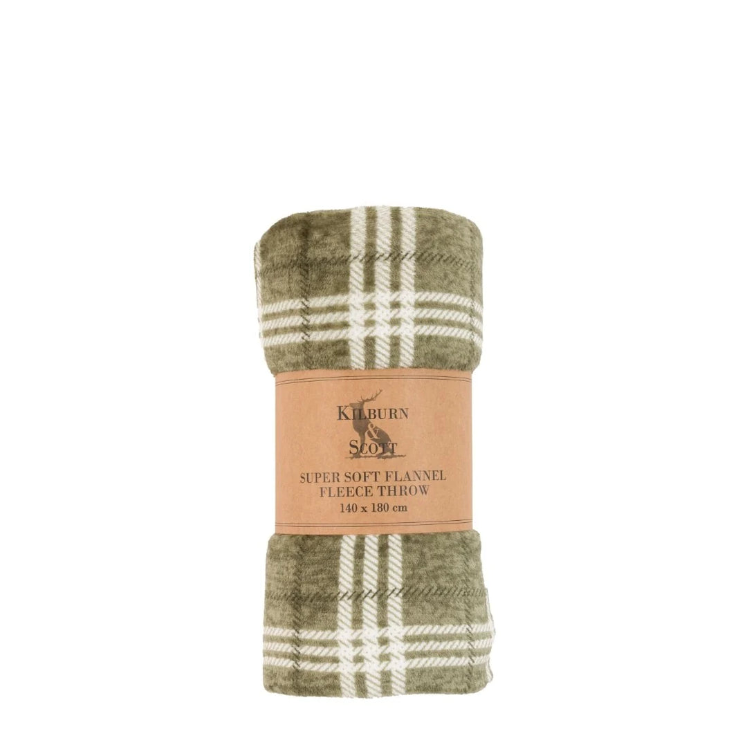 Checkmate Rolled Fleece Throw in Olive