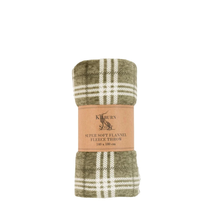 Checkmate Rolled Fleece Throw in Olive